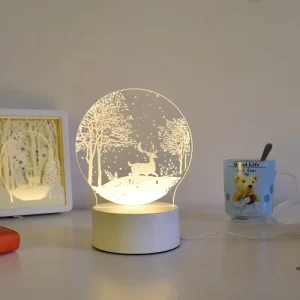 Oem Creatives Plug in AC Powered USB Rechargeable Acrylic Board Lamp 3D LED Night Light Warm White Small Shade for Gifts Artwork
