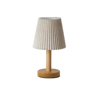 Online Modern Minimalist Wooden&Fabric Table Lamps Simple White Fabric USB Rechargeable Touch Desk Lamp for Bedside