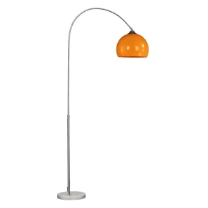 Orange Arc Floor Lamp Modern Tall Standing Light Adjustable Height Mid Century Arched Reading Lamp for Living Room