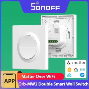 Orb-MW2 Matter over Wi-Fi 2-Gang Smart Wall Switch 16A Dual-Channel with Detachable Relay Mode, MINI-2GS-E