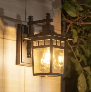 Outdoor Decorative Lighting Fixtures IP44 Waterproof Home Garden Yard Gate Wall Mounted Black Square Aluminum Alloy Glass