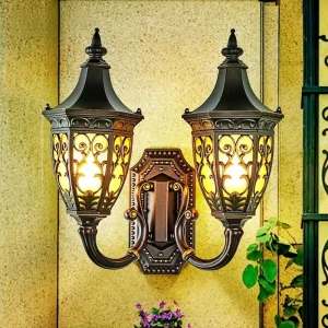Outdoor Double-headed Wall Lamp Waterproof Courtyard Light European Style for Garden Entrance Exterior Wall Light