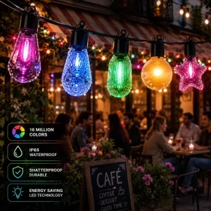 Outdoor Fairy String Lights Style Rgbic with Smart Patio Lights for Balcony Garden Celebration Decoration Kit Set Use