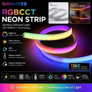 Outdoor Flexible COB LED Strip 24V IP67 WS2811 1260 LEDs Digital RGBCW Neon Light Strip with SPI