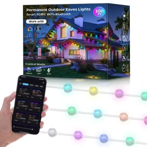 Outdoor House Christmas Lights, 2700K-6000K, RGB and RGBW, Smart LED Pixel Permanent Light Guide