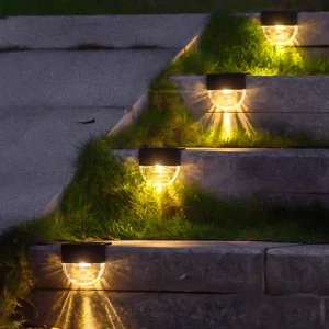Outdoor IP65 Small Garden Solar LED Step Wall Light Waterproof Landscape Patio Fence Yard Pathway Stairs Deck Night Lighting