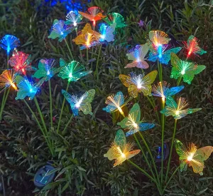 Outdoor IP65 Waterproof Solar Garden Lights Butterfly Flower Shape LED Lamp with Light Sensor Control 360 Beam Angle