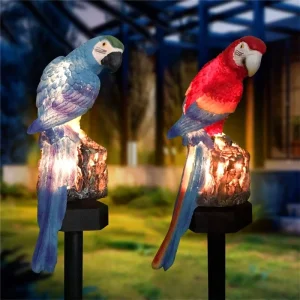 Outdoor IP65 Waterproof Solar Power LED Parrot Garden Lawn Light for Landscape Christmas Yard Ground Walkway Driveway Decoration