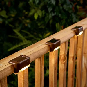 Outdoor IP65 Waterproof Solar Powered Lithium Battery LED Fence Lights for Garden Yard Stair Step Deck Lighting