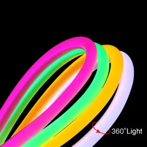 Outdoor IP67 Waterproof LED Neon Rope 220V Flexible 360-Degree Round Tube SMD2835 120 LEDs/m 14mm LED Strip