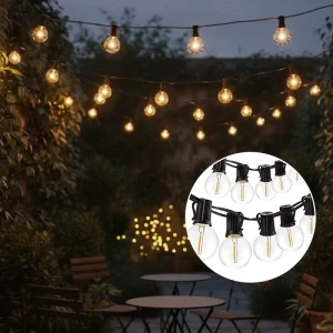 Outdoor Indoor Christmas Garland Decorative Lighting US G40 25FT 50FT 60FT 100FT for Garden Wedding Solar Globe LED String Light