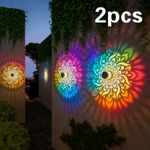 Outdoor LED Solar Fence and Wall Light Metal Mandala Decorative Lamp for Garden Lawn Corridor Porch Waterproof Night Light