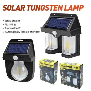 Outdoor LED Solar Garden Light PIR Motion Sensor Lamp Induction Tungsten Wire Waterproof Solar Sunlight Powered Wall Light