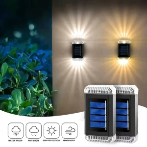 Outdoor LED Solar Wall Lamp Waterproof Garden Porch Patio Solar Landscape Light Yard Walkway Fence External Wall Solar Lights