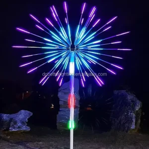 Outdoor Led Garden Christmas Fireworks Decoration Waterproof Landscape Sync Decorative Lights Led Firework Pole Lighting