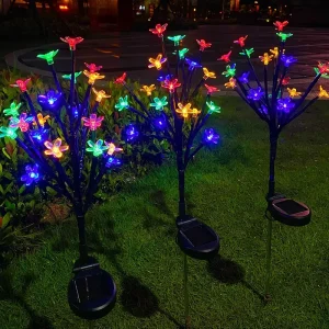 Outdoor Lighting in Garden Lights Solar Panel Powered Outdoors Waterproof LED Color Changing Solar Garden Rose Decorative Lights