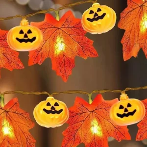 Outdoor Lights Led Garden Waterproof Christmas Decor Plant Lamp Solar Powered Maple Leaf Green Rattan String Rattan Lamp