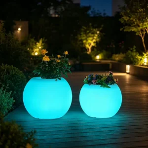 Outdoor Solar Glowing Flower Pot Lights IP65 Waterproof Ambient Decor for Villa Garden Lawn Courtyard Balcony Plant Stand
