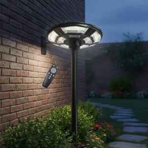 Outdoor Solar Integrated Street Lamp LED Garden Courtyard Lamp Light Sensor Control Ultra Thin UFO Design IP65 6000K Daylight