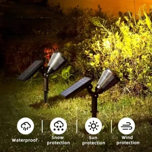Outdoor Solar Pathway Spotlight IP65 Waterproof LED RGB Flood Spot Light High Lumens Rechargeable Small Garden Light Remote