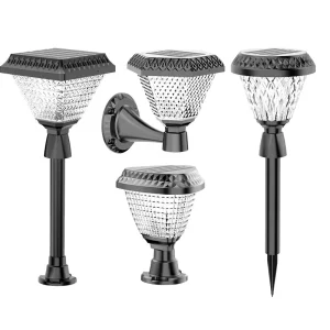 Outdoor Solar Post Cap Light RGB IP65 Waterproof Dimmable LED Pillar Lamp 18650 Battery Powered for Residential Garden Hotel