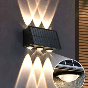 Outdoor Solar Wall Light Up and Down LED Lamp Waterproof Garden Fence Porch Patio Lights Decoration