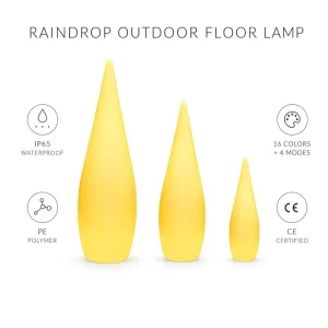 Outdoor Solar Water Droplet Floor Lamp IP65 Waterproof LED with Remote Control 360 Beam Angle for Garden Courtyard Decoration