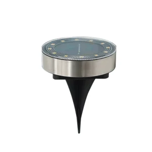 Outdoor Stainless Steel IP65 12 LED Solar Powered Disk Ground Light with Light Sensor for Garden Stairway Lawn Pathway Landscape