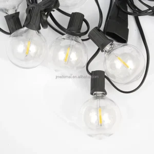 Outdoor String Light 25 ft G40 Glove Light E12 Socket Base Clear Glass Bulb Waterproof Connectable Hanging Light