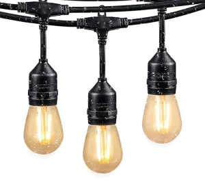 Outdoor String Lights 48 FT S 14 LED Patio Lights with 15 Bulbs UL Listed Weatherproof Connectable Hanging Lights