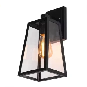 Outdoor Wall Lamp Decoration Black IP65 Protective Aluminum Alloy Glass E26 Waterproof Wall Lamp for Garden Use