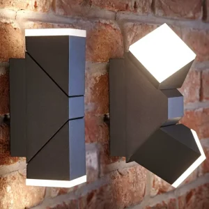 Outdoor Wall Lamps Aluminum Sconce Modern Waterproof 12W up Down Black Square Adjustable LED Porch Patio Wall Lighting