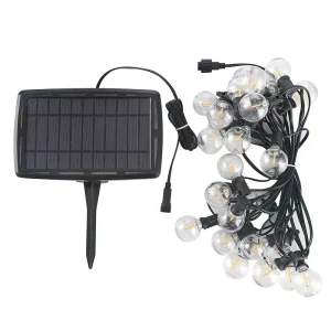 Outdoor Waterproof 25 LED G40 S14 Bulb Solar Powered Christmas Fairy String Light for Wedding Patio Garden Hotel
