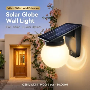 Outdoor Waterproof Adjustable Solar Wall Light LED Spherical Sconce Lamp Spherical Globe Solar Wall Light Garden Wall Mount