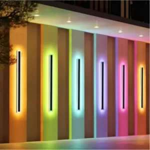 Outdoor Waterproof Dimmable Color Changing Smart Long Linear Strip Led Wall Lamp Exterior RGB RGBW Wall Sconce Lights