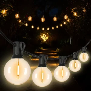 Outdoor Waterproof G40 LED String Light Solar Powered Garden Patio Backyard Party Lights