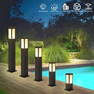 Outdoor Waterproof IP65 AC LED Garden Lights E27 Bulbs 120V 12W Warm White Iron Landscape Bollard Lamp 120 Beam Angle