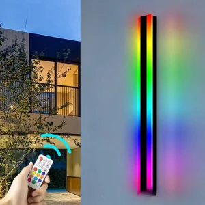 Outdoor Waterproof IP65 Magic Minimalist LED Wall Lamp RGBCW Long Light Garden Aluminum Base Landscape Lighting Dimmable