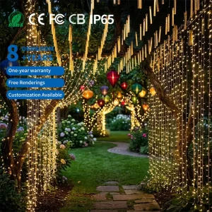 Outdoor Waterproof IP65 Plastic Tulip Lamp Icicle Garland String Lights Remote Control 0.4-0.6m Drop Dimmable for Garden