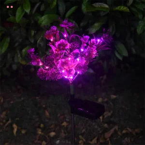 Outdoor Waterproof IP65 RGB Color Solar Flower Butterfly Orchid Night Light LED Lantern Decorative Outdoor Lawn Garden Lamp
