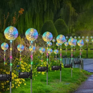 Outdoor Waterproof LED Street Lawn Stakes Fairy Lamps String Yard Art Decoration Solar Dandelion Flower Ball Garden Light