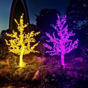 Outdoor Waterproof LED Tree Light Simulated Park Landscape Ornament with Cherry and Peach Blossom for Garden Decorations