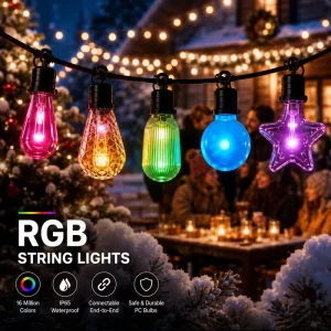 Outdoor Waterproof Porch String Lights with Remote Dimming for Home Holiday Entry Decor Set