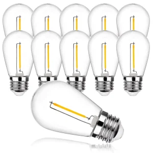 Outdoor Waterproof S14 SMD LED Filament Bulbs 1W 500lm 2700k E26 E27 Base Garden Patio String Lights