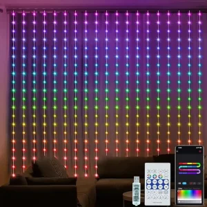 Outdoor Waterproof Smart RGB Curtain Light App Controlled Multi-Size DIY Patterns for Garden Balcony