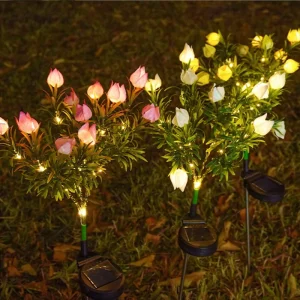 Outdoor Waterproof Solar Flower Pathway Light LED Solar Gardenia Lights Outdoor for Garden Patio