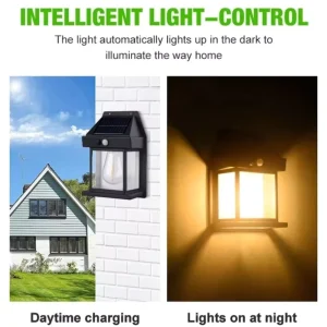 Outdoor Wireless Solar LED Wall Light, IP65 Waterproof, Motion Sensor, Dimmable