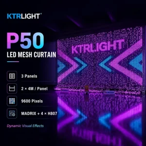 P50 LED Mesh Curtain Transparent LED Display Screen Manufacturer for Stage Event Exhibition with MADRIX Control System