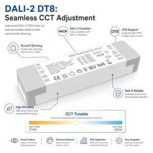 PE L40DCA42100 DALI 2 DT8 42W Dimmable Power Supply Constant Current LED Driver RGB Color Tunable Led Driver