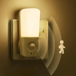 PIR Infrared Motion Sensor LED Plug-In Night Light 110V 220V Warm White for Bedroom